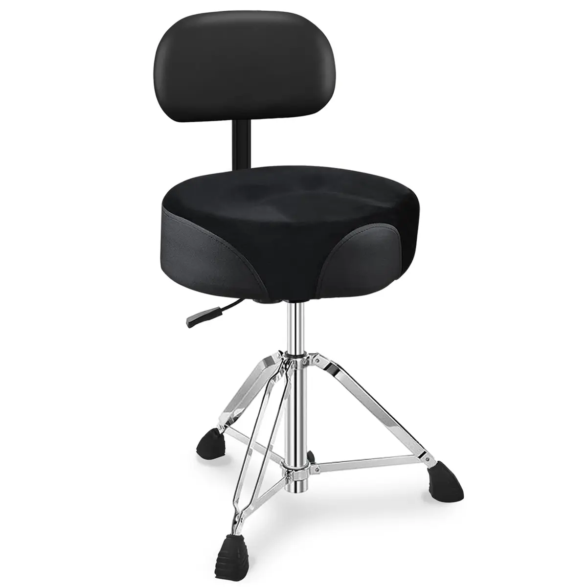 VEDO Banco de Bateria Hidráulico com Encosto, Assento tipo Sela Ergonômico, Altura Ajustável de 17,2 a 24,02 polegadas, Couro PU com Espuma Reforçada, Capacidade de 200 kg, Preto - 1