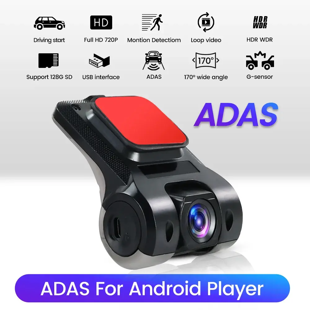 Adas carro traço cam 170 graus grande angular câmera frontal do carro gravador de vídeo dashcam usb para android dvr gravador automático versão noturna - 1