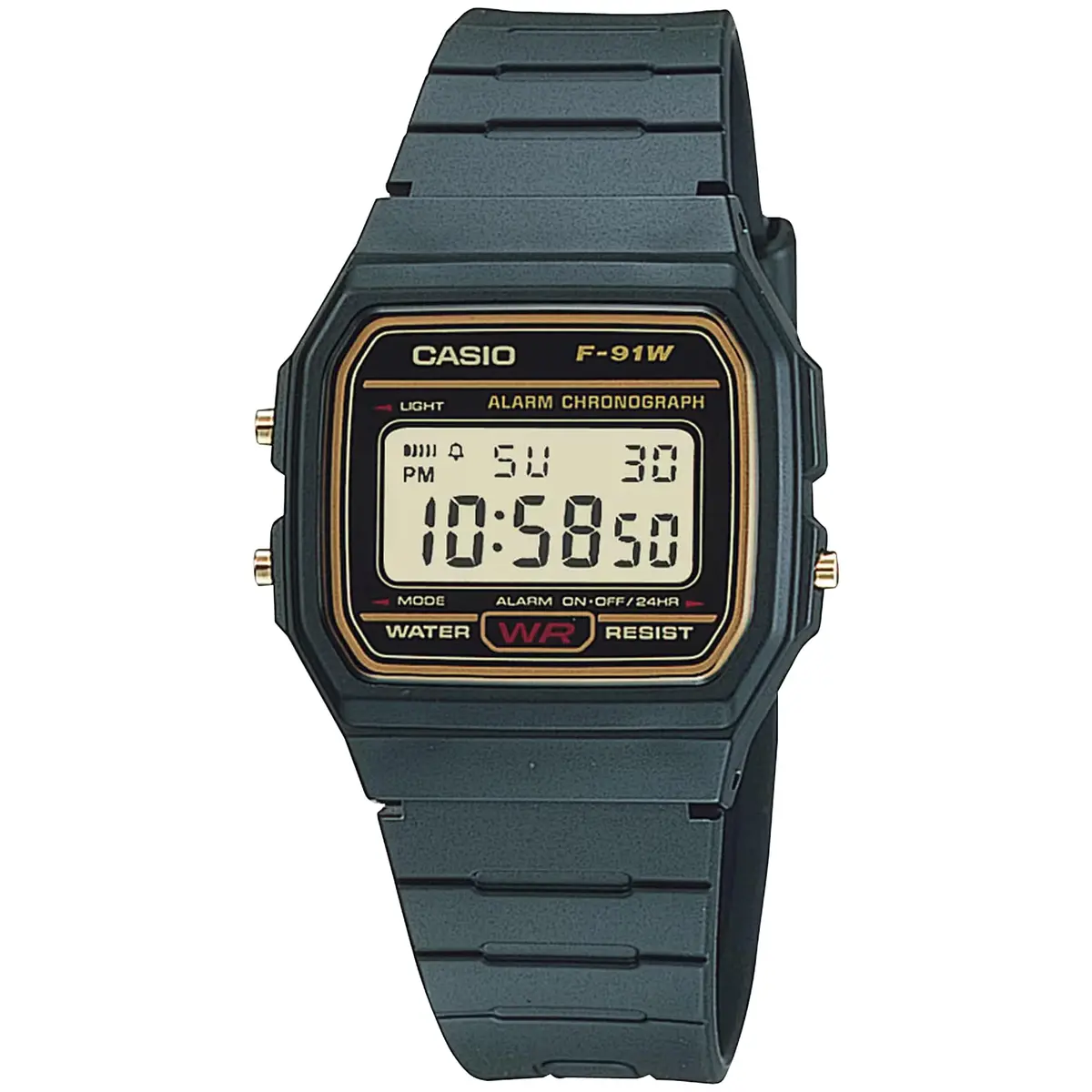Casio Relógio unissex com pulseira de resina com mostrador digital [F91WG-9d], casual, Casual - 1