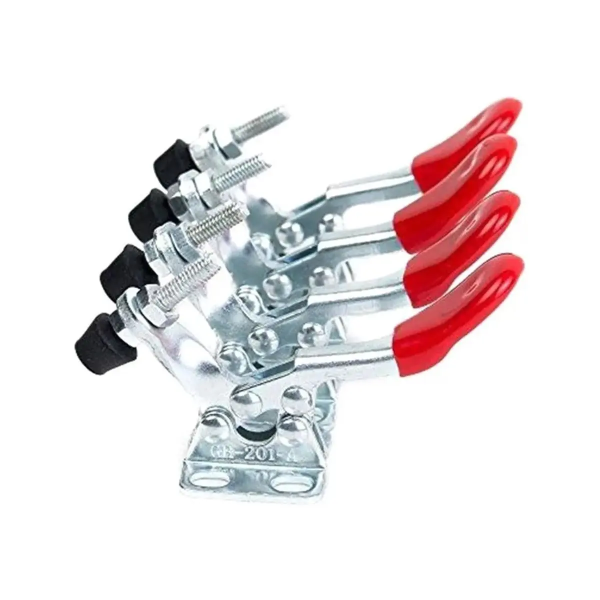 Grampos Alavanca de Aço, 4 Peças, Vermelho e Prateado - 1