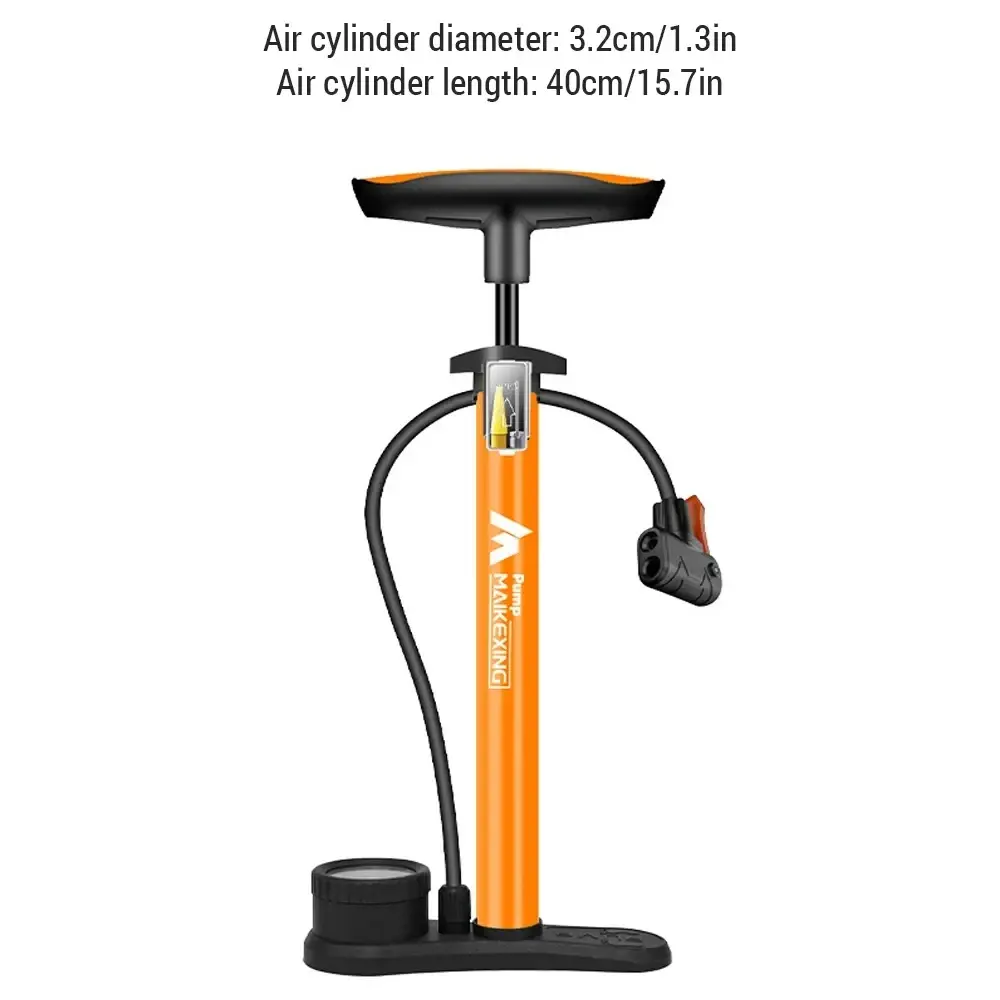 Bomba de Ar para Bicicleta 160PSI com Manômetro Portátil e Bico 3 em 1 para Válvulas Schrader e Presta, Acessórios para Bicicletas de Montanha, Estrada e Bolas - 1