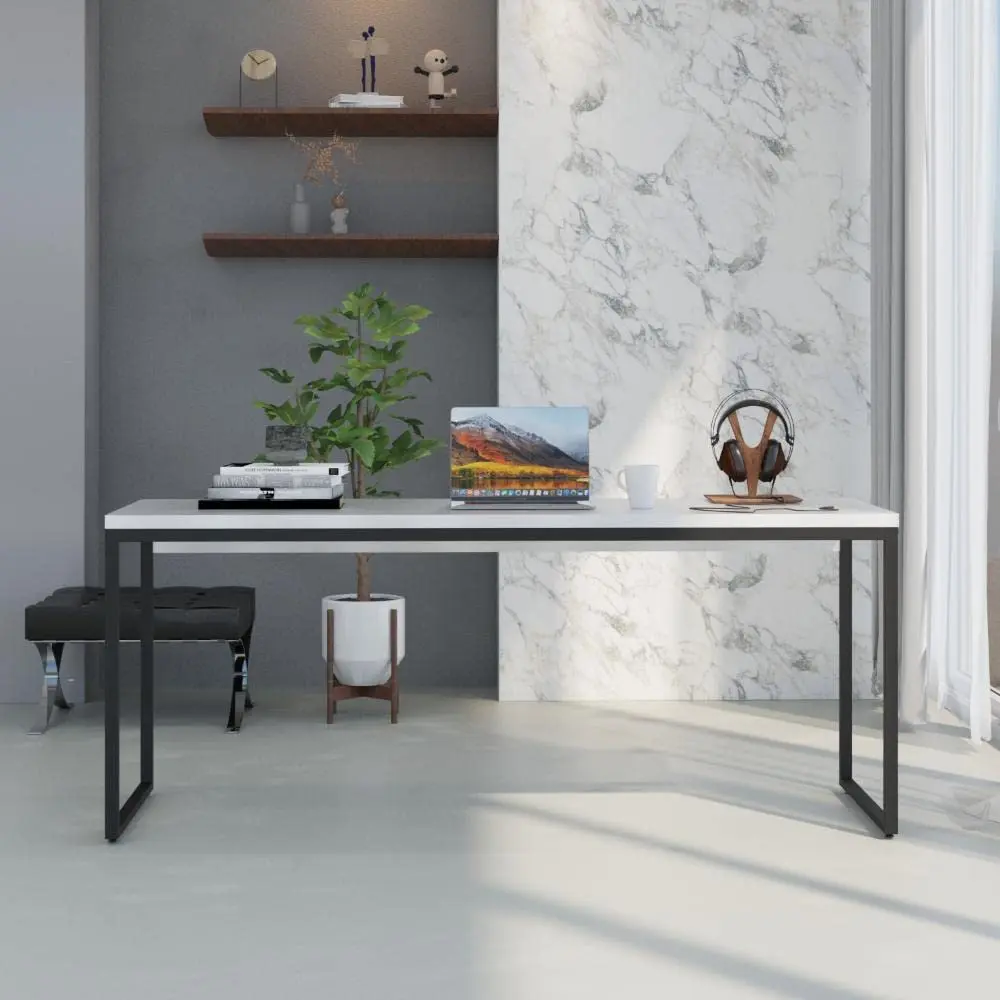 Mesa Dynamica Diretor 180x60x75cm Branco Chess/Est.preta - 1