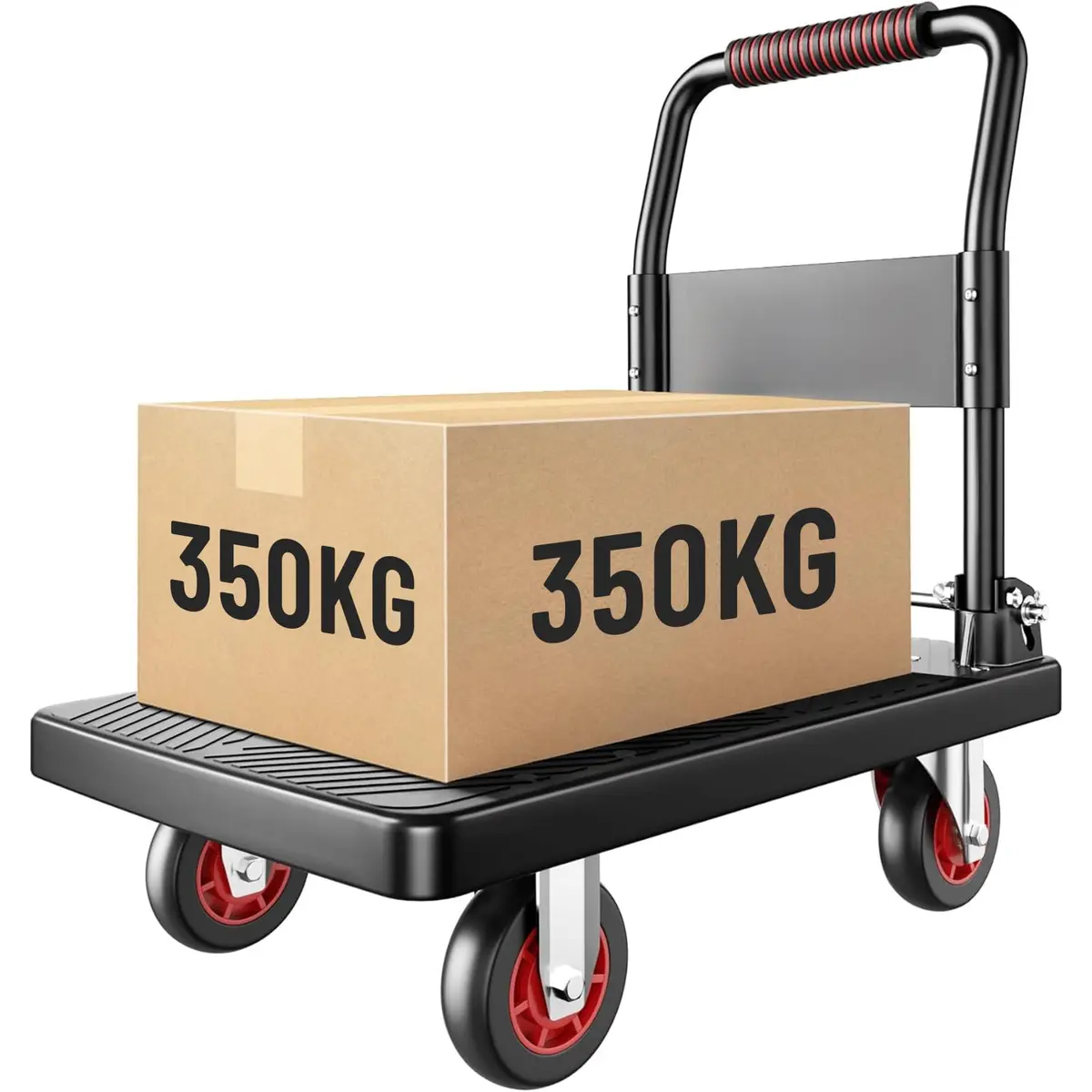BEMMY Carrinho Plataforma 90 * 60CM,Carrinho de Carga Dobrável Reforçado 350kg Plataforma Multiuso Transporte Armazém