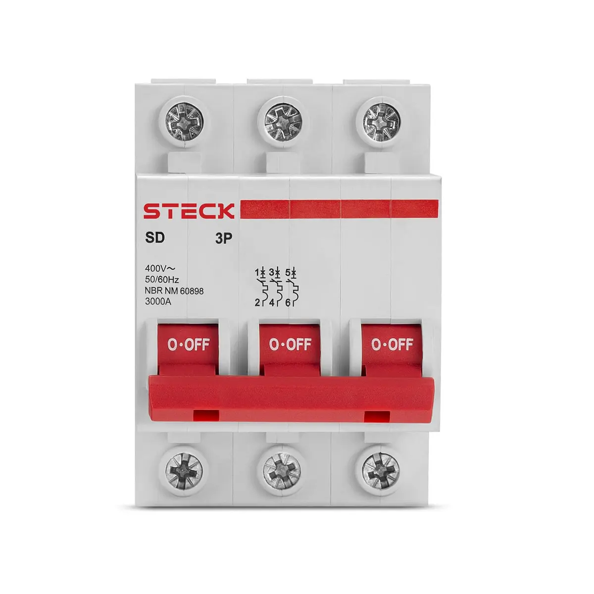 Steck, Disjuntor Termomagnético 3kA, 16A 3P, Curva C, Tripolar, Gelo, SDD63C16 - 1