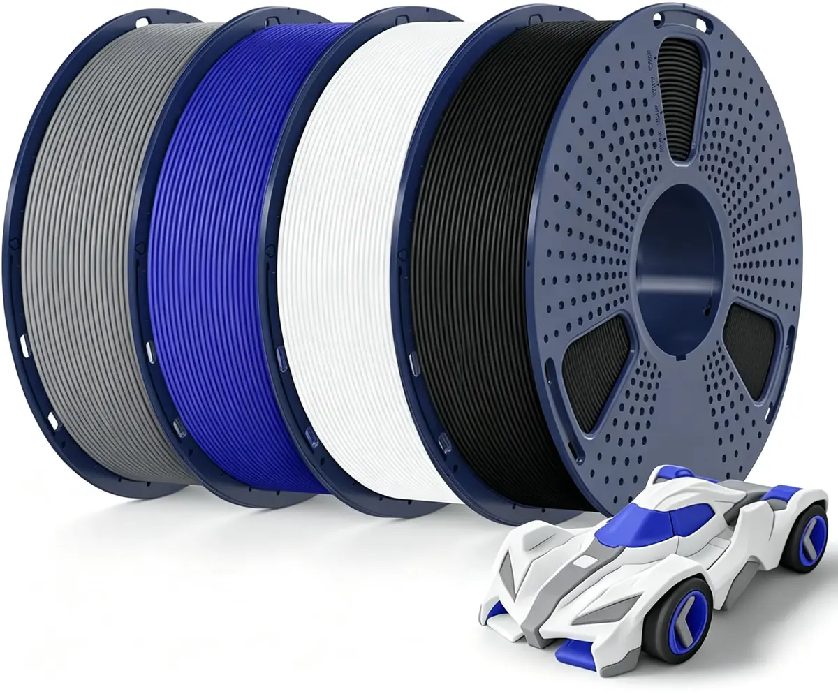 Creatorally Filamento PLA Fosco 1,75mm 250g 4 Cores Preto Cinza Branco Azul | Excelente Adesão entre Camadas, Enrolamento Organizado, Tolerância ±0,02mm, Impressão Sem Emaranhados, Fácil de Imprimir