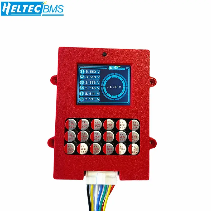 Balanceador/Equalizador Ativo de Bateria Heltecbms 6S Lifepo4, Testador de Tensão para Baterias Lipo/LTO/Lítio Titanato com Display de Tensão