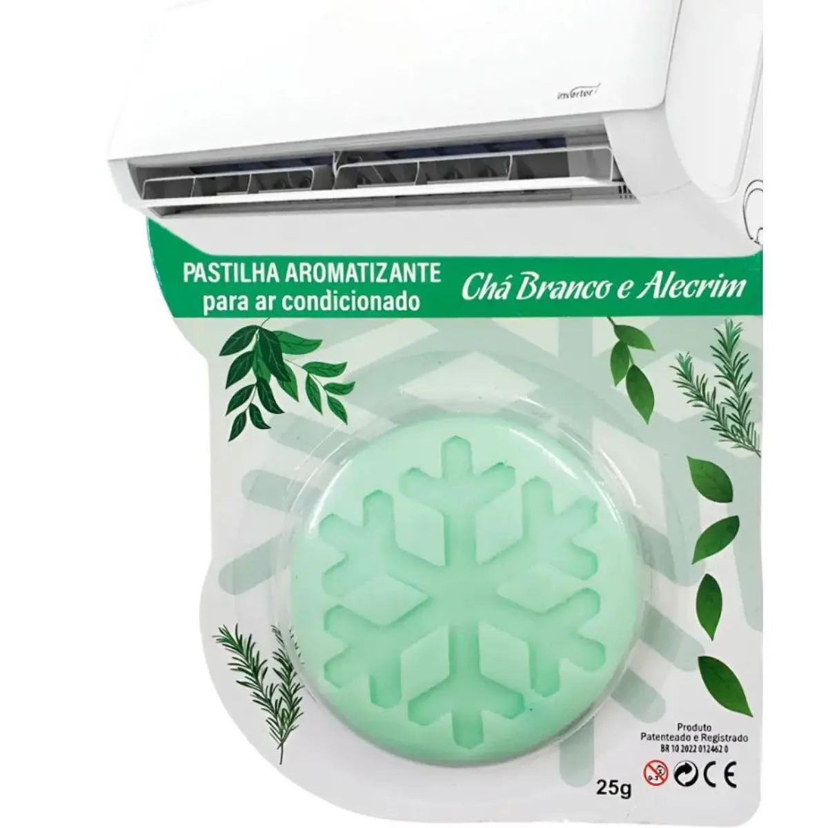 Pastilha Bactericida Aromatizante para Ar Condicionado Split – Chá Branco e Alecrim (25g) Higienizadora Ação neutralizadora de odores Aroma contínuo ELIMINA MAU CHEIRO - 1