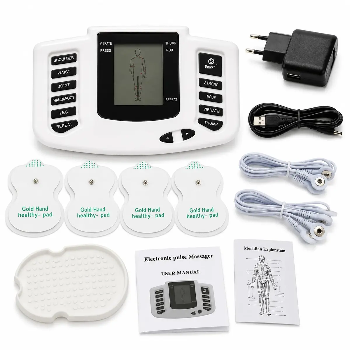 Massageador portátil, aparelho de choque para fisioterapia tipo TENS | Aparelho de Eletroestimulação com Eletrodos para Alívio de Dores Musculares e Relaxamento.