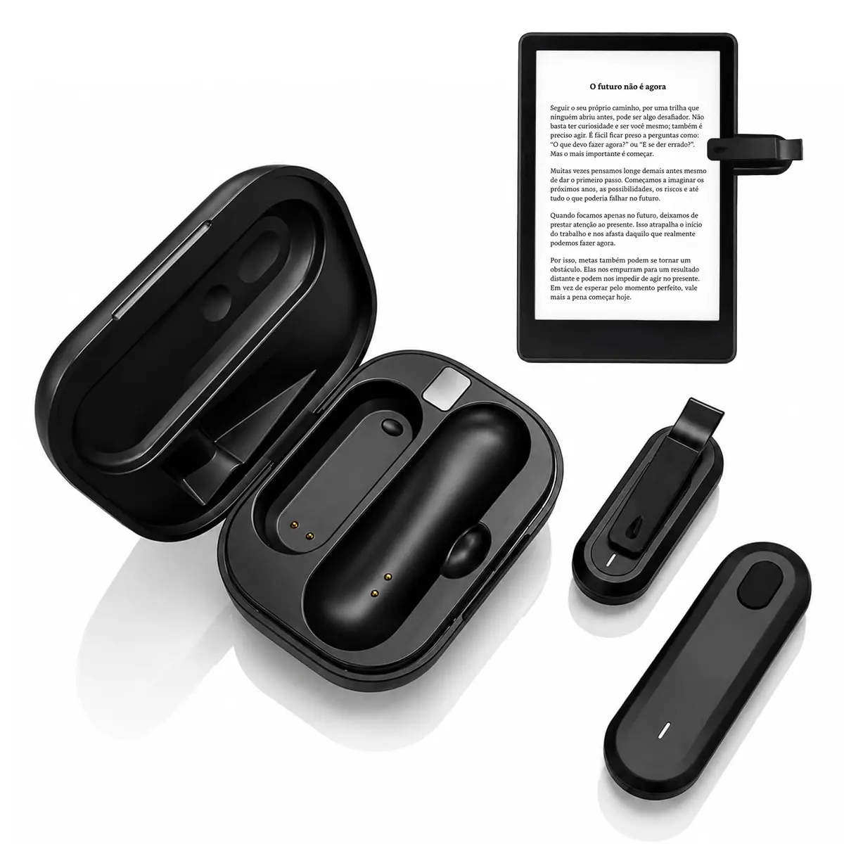 Virador De Páginas Remoto para Kindle com Case Carregador, Acessórios para E-Readers, Controle Remoto para Câmeras e Filmadoras, Compatível com iPad, iPhone e Tablets Android, Preto