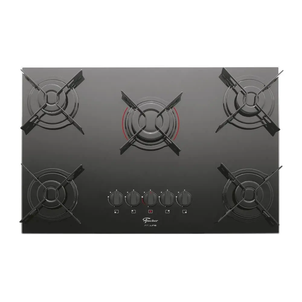 Fischer Cooktop à Gás 5 Bocas Fit Line Mesa Vidro Preto Bivolt - 26343-57174