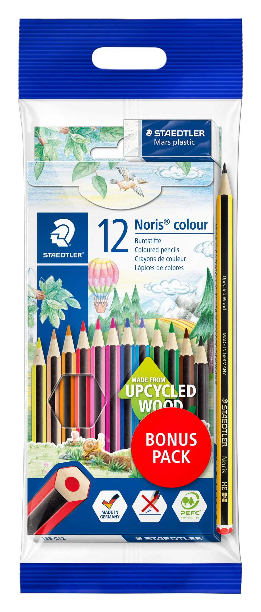 Lápis de Cor, Staedtler, Noris Colour, 61 SET6 ST 12, 12 Cores, Kit com Lápis Preto HB 2 e Borracha - 1