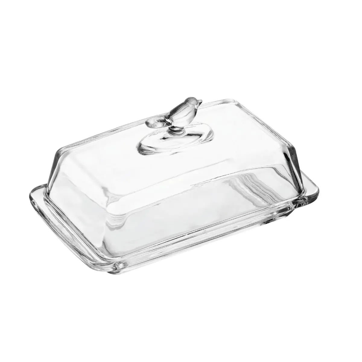 WOLFF - Manteigueira Retangular com Tampa Bird 18cm x 10cm x 9cm Cristal Ecológico