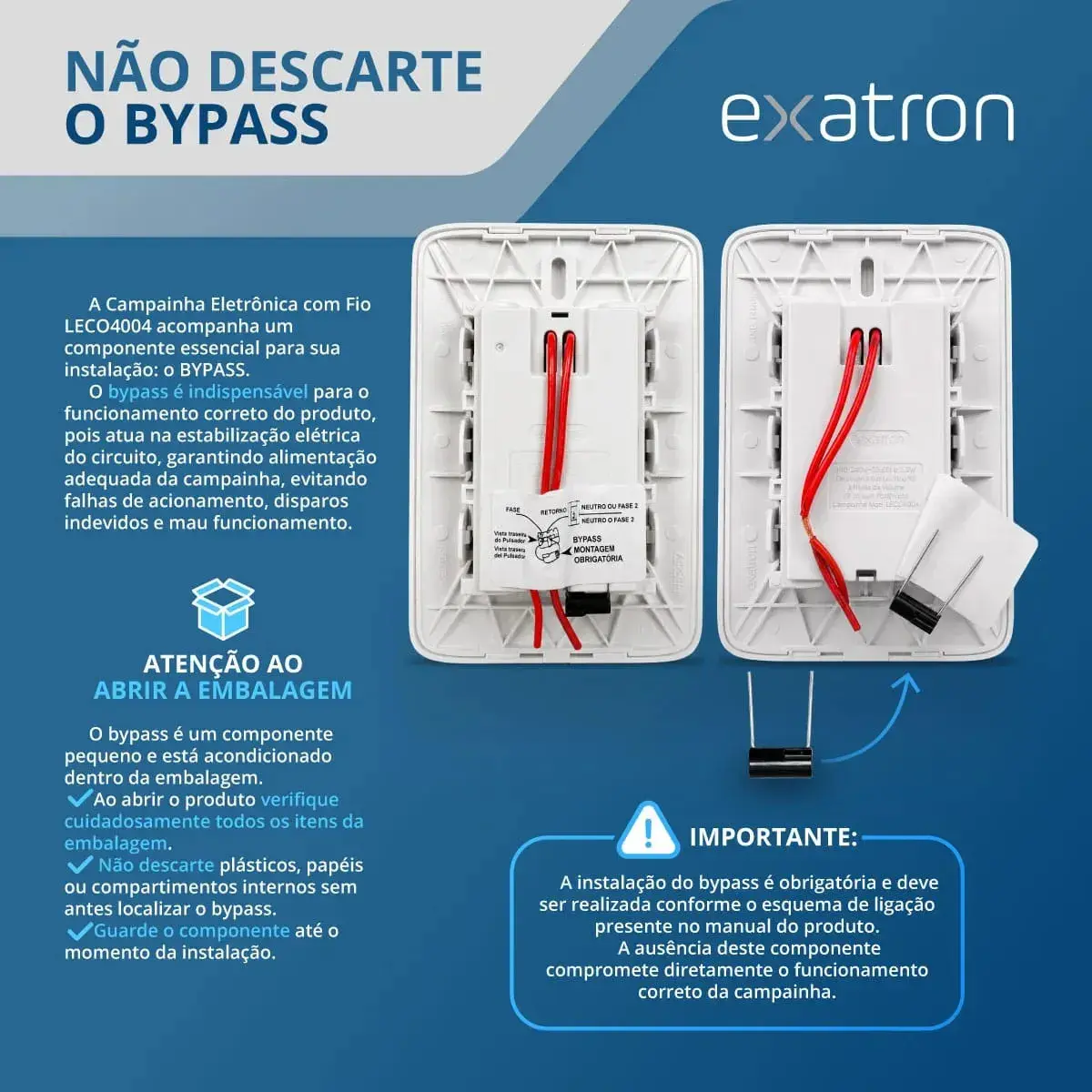 Campainha Com Fio Eletrônica Residencial Musical 28 Toques Exatron LECO4004 Bivolt Touch Volume Ajustável 4x2 Embutir Branca thumbnail 3