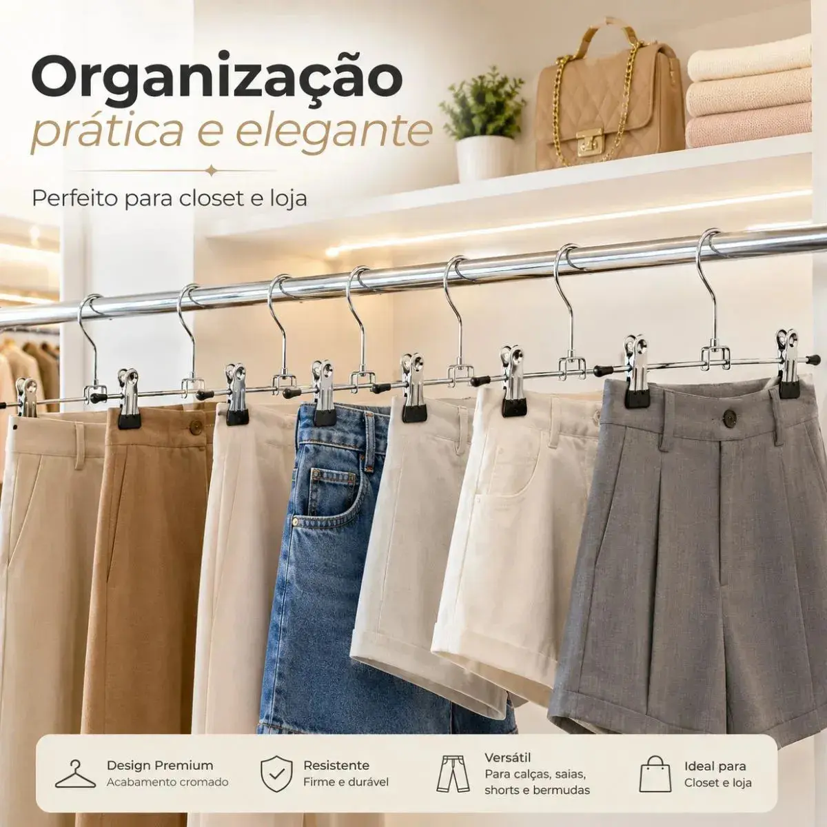Kit 10 Cabide Presilha-calça, Saia Ou Bermuda Topen Home thumbnail 4