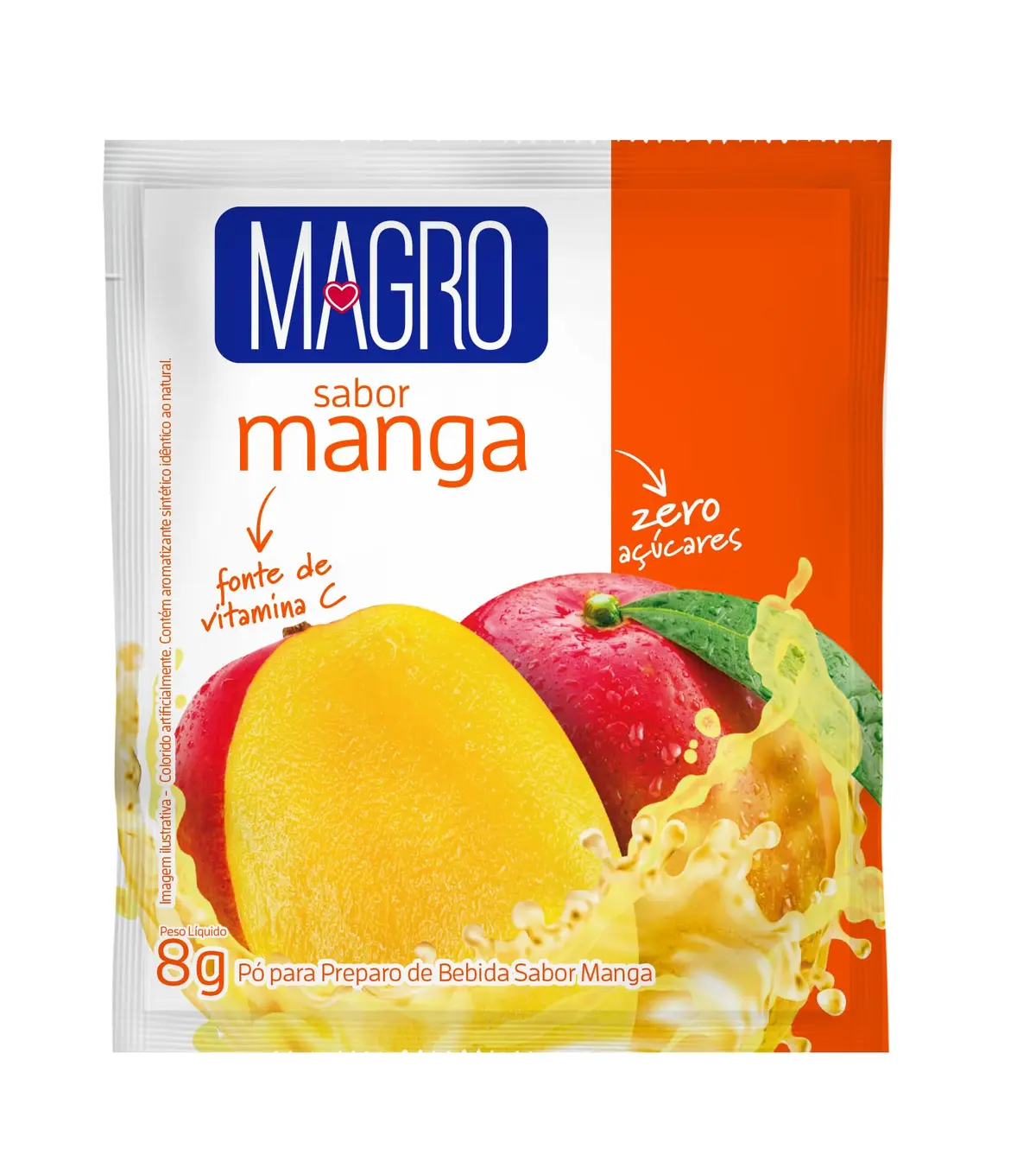 Refresco em Pó Magro Zero Açúcar Sabor Manga, Suco Diet e Enriquecido com Vitamina C - Display 120g (15 Sachês de 8g)