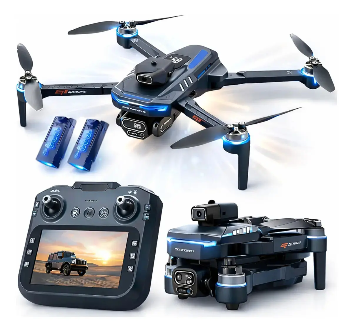Drone Gt8 Profissional 4k Tela No Controle 2 Baterias bag preto - 1