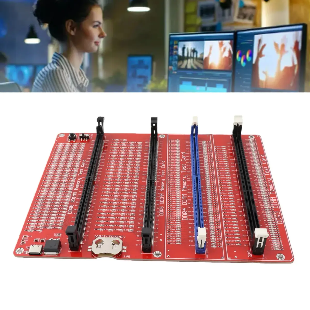 Cartão Testador de Memória RAM 4 em 1 para Computador de Mesa DDR3 DDR4 DDR5 UDMM DDR5 RDIMM Analisador de Diagnóstico com Luz
