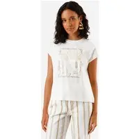 camiseta feminina praia off white - 1