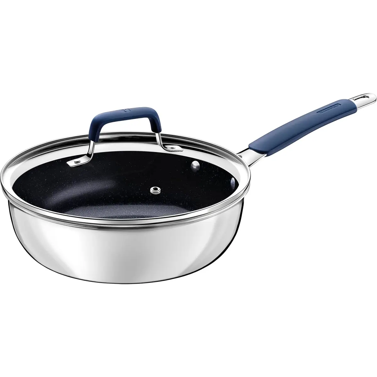 Tramontina frigideira Funda com Tampa Romagna em Aço inox e Alumínio com Revestimento Interno Cerâmico Black Stone 24 Cm 3,1 L - 1