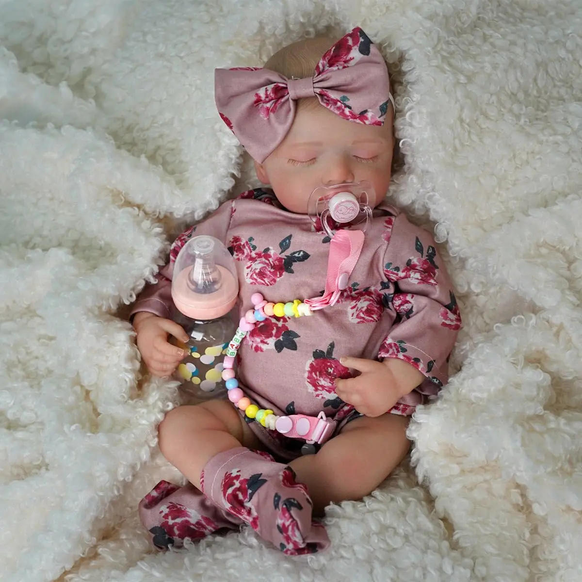 Brastoy Bebê Reborn Menina Boneca de Silicone Realista 48cm (Menina Dormindo)