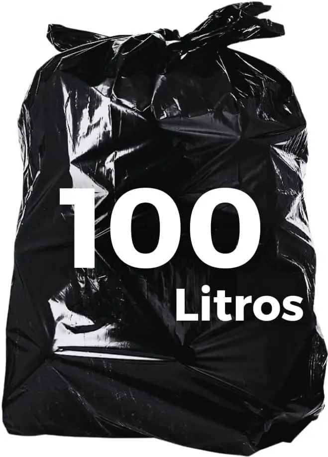 Saco de Lixo 100 Litros Preto 100 Unidades | Super Resistente, Padrão ABNT
