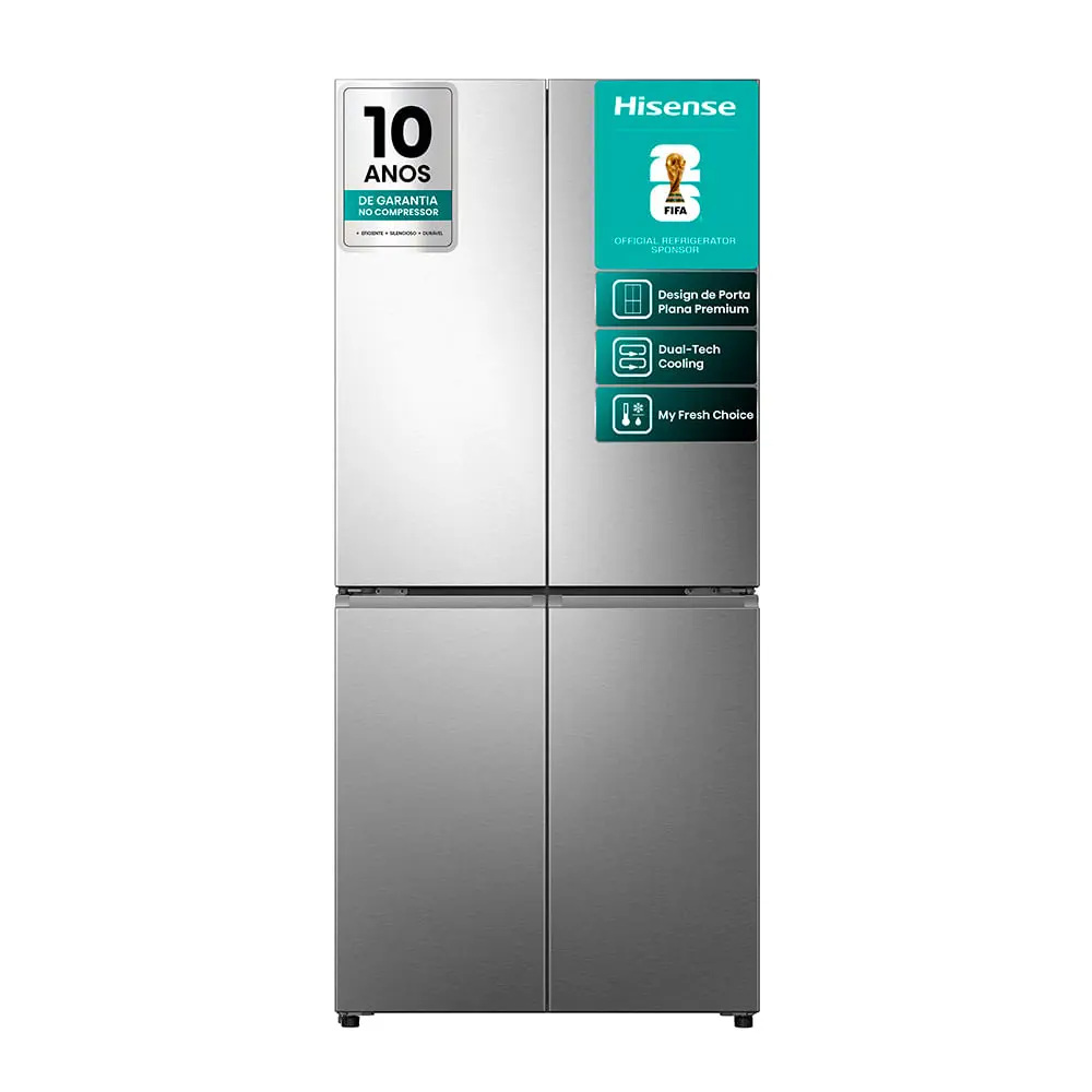 Refrigerador Multidoor Hisense Frost Free Inverter Dual Tech Cooling com 456 Litros Inox - RQ5P470