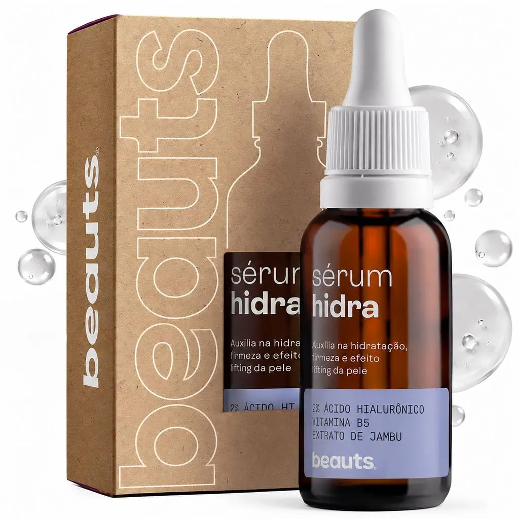 Serum Facial 2% Acido Hialuronico Puro e Vitamina B5 - Hidratante Facial com Efeito Lifting Preenchedor Anti Idade - Melhora da Elasticidade e Flacidez - Textura Aqua Gel - Vegano, 30g, Beauts - 1
