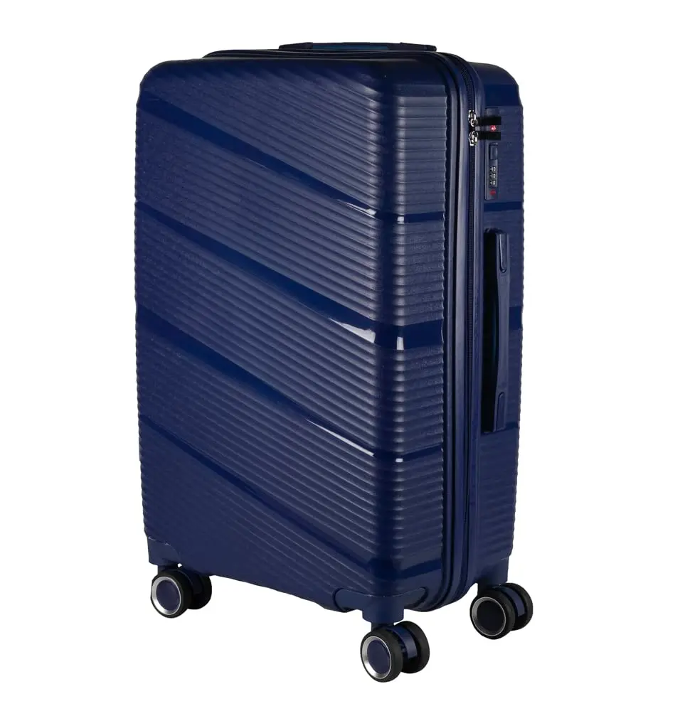 Mala de Viagem Media 23kg em Polipropileno 4 rodas 360 - AeroMalas Dublin (Azul Escuro)
