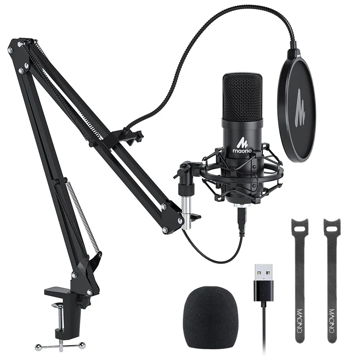Kit Microfone USB e Braço articulado Maono AU-A04