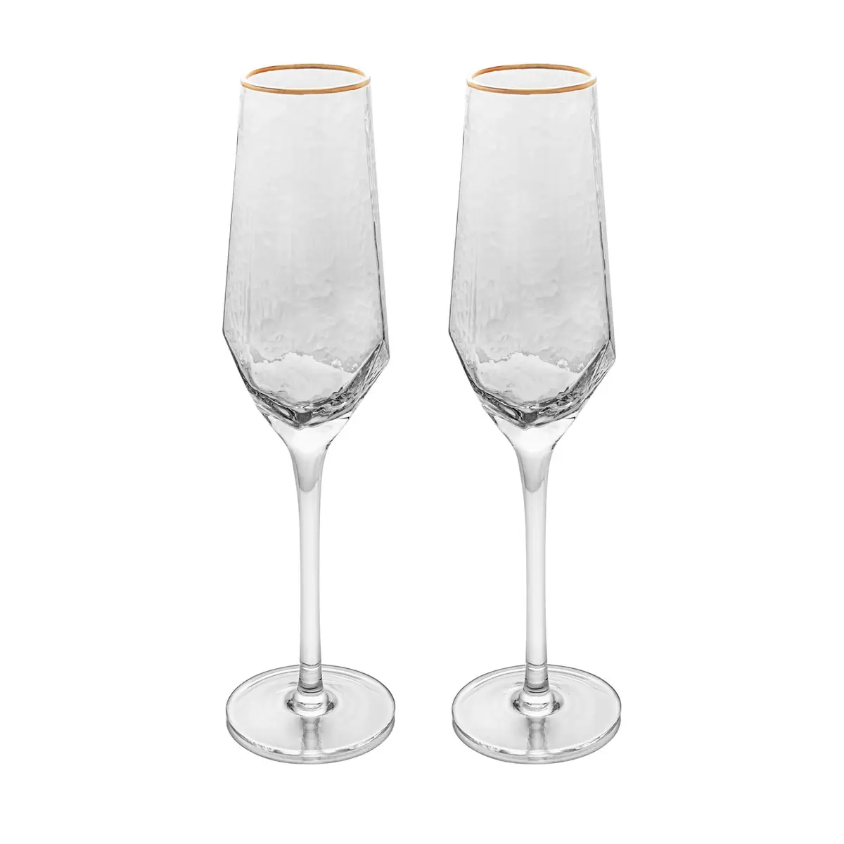 WOLFF - Conjunto 2 Taças para Champagne Taj com Fio de Ouro 300ml Cristal Ecológico