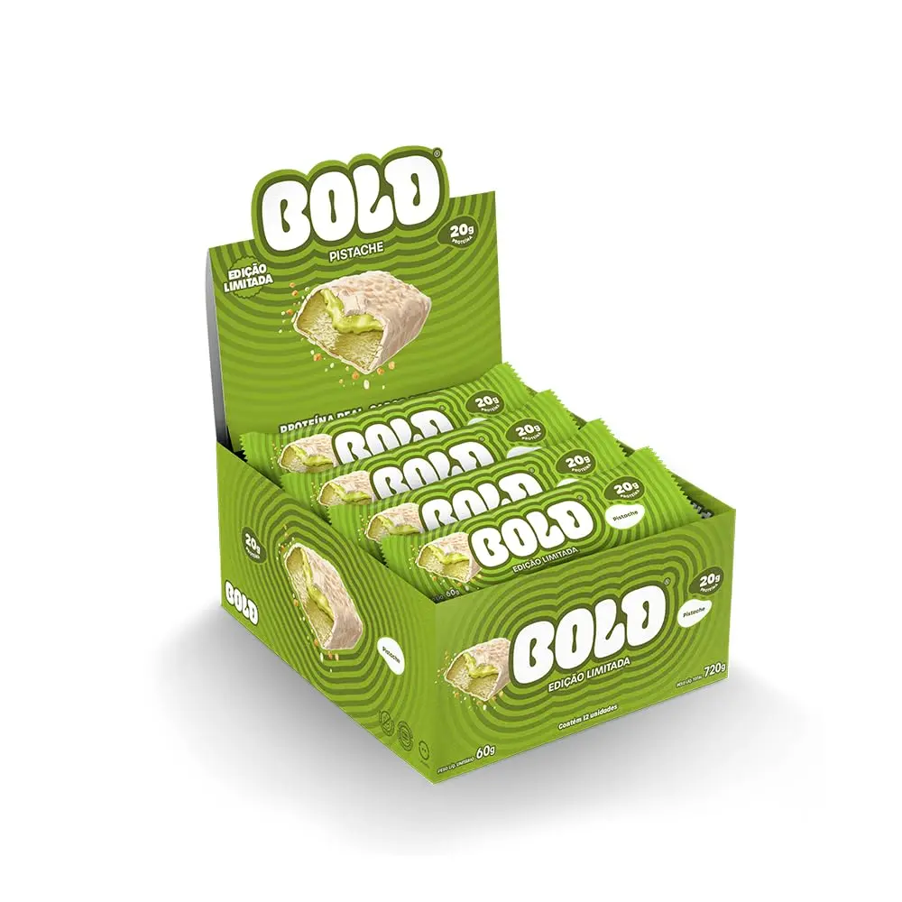 Barra de Proteína BOLD Snacks Pistache (21g de Proteína) - Caixa com 12 unidades