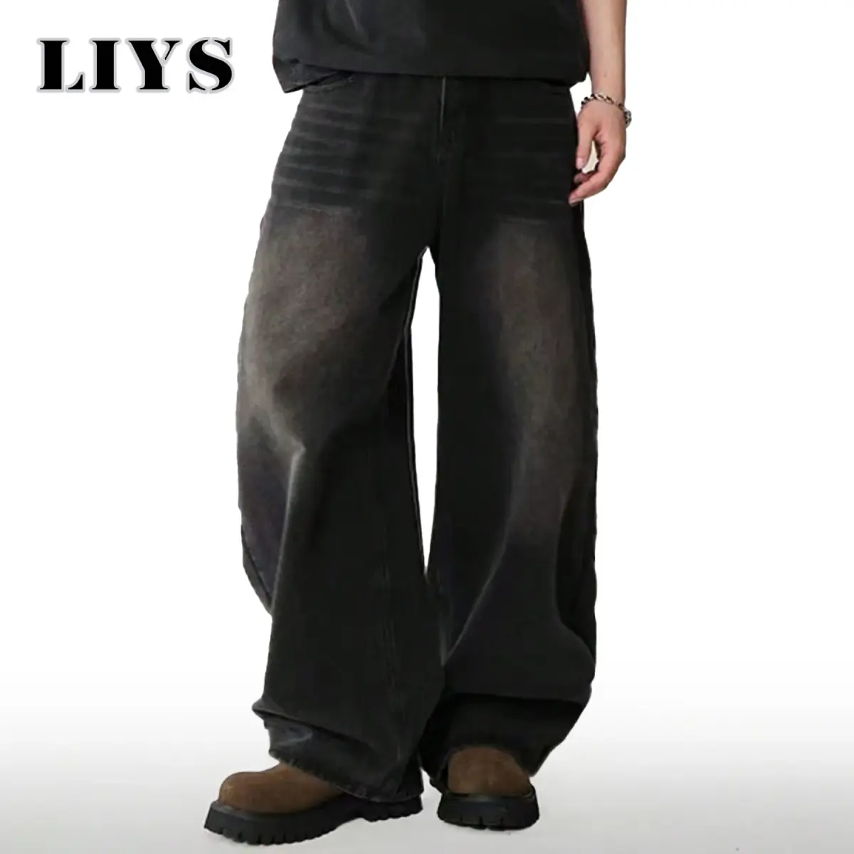 Calças Jeans Masculinas para Todas as Estações, Versão Coreana, Estilo Casual para Estudantes, Jeans de Perna Larga e Solta, Preto, Cinza, Azul