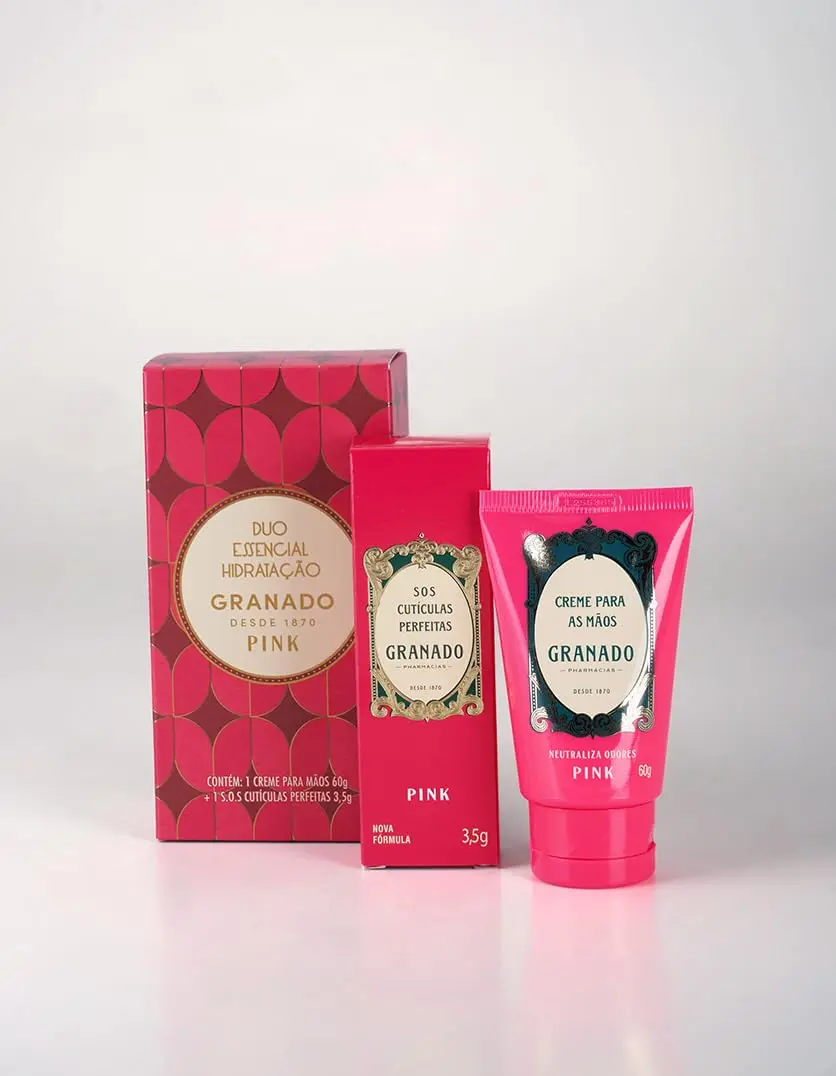 Kit de Hidratação Granado Pink Duo Essencial, 63,5g | Kit com Creme Mãos Pink 60g e SOS Cutículas Perfeitas 3,5g