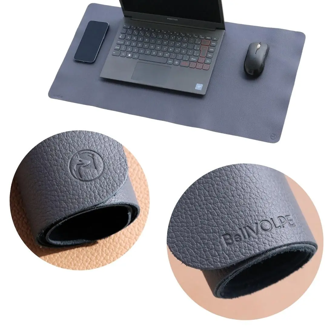 Mouse Pad Grande Desk Pad Desk Mat Mousepad Couro Legítimo (Preto)