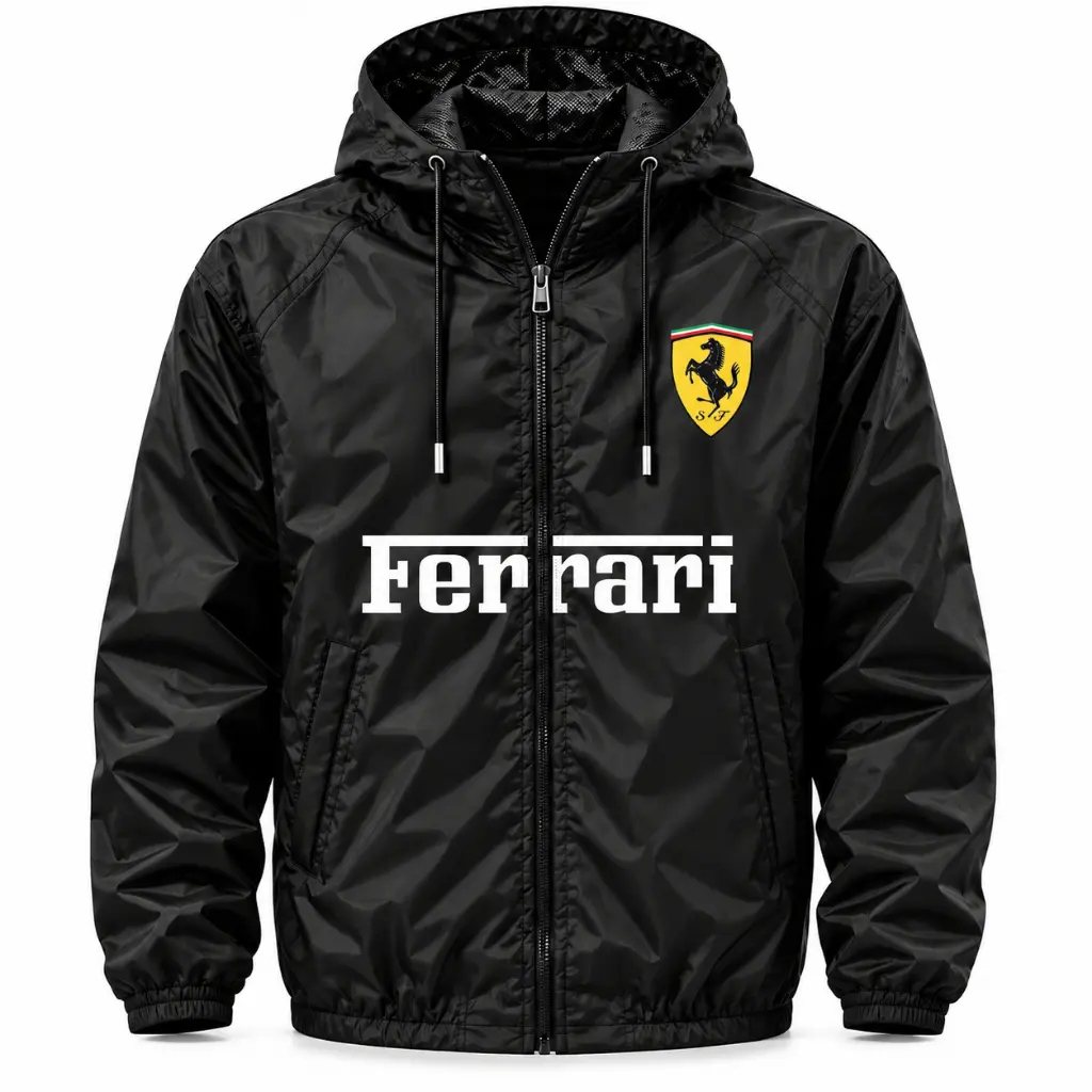 Jaqueta Corta Vento Masculina Impermeável Com Capuz Forrado 100% Poliéster Leve Esportiva Motorsport Racing - 1