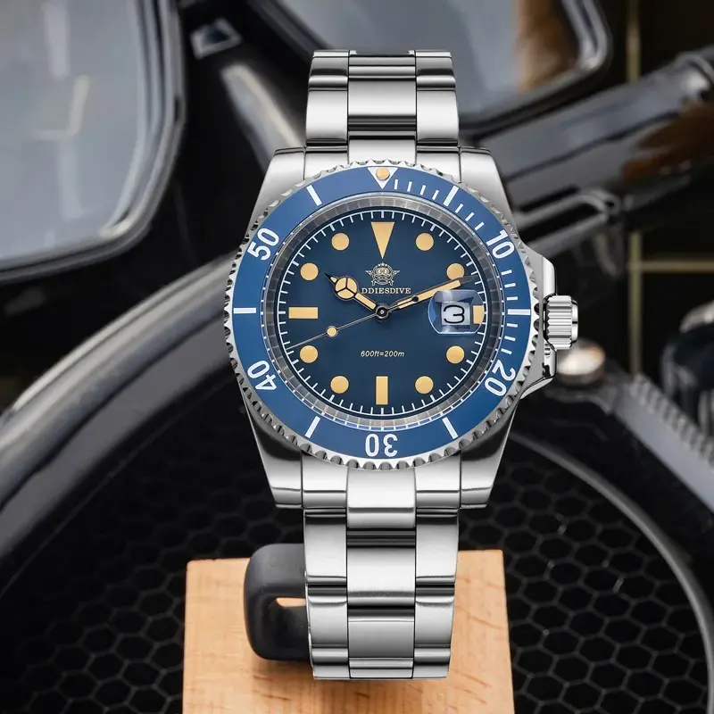 Relógio de Quartzo Masculino ADDIESDIVE 41mm com Vidro Mineral, Resistência à Água de 200m, Ponteiros/Marcadores Luminosos, Movimento Japonês, Estilo Empresarial