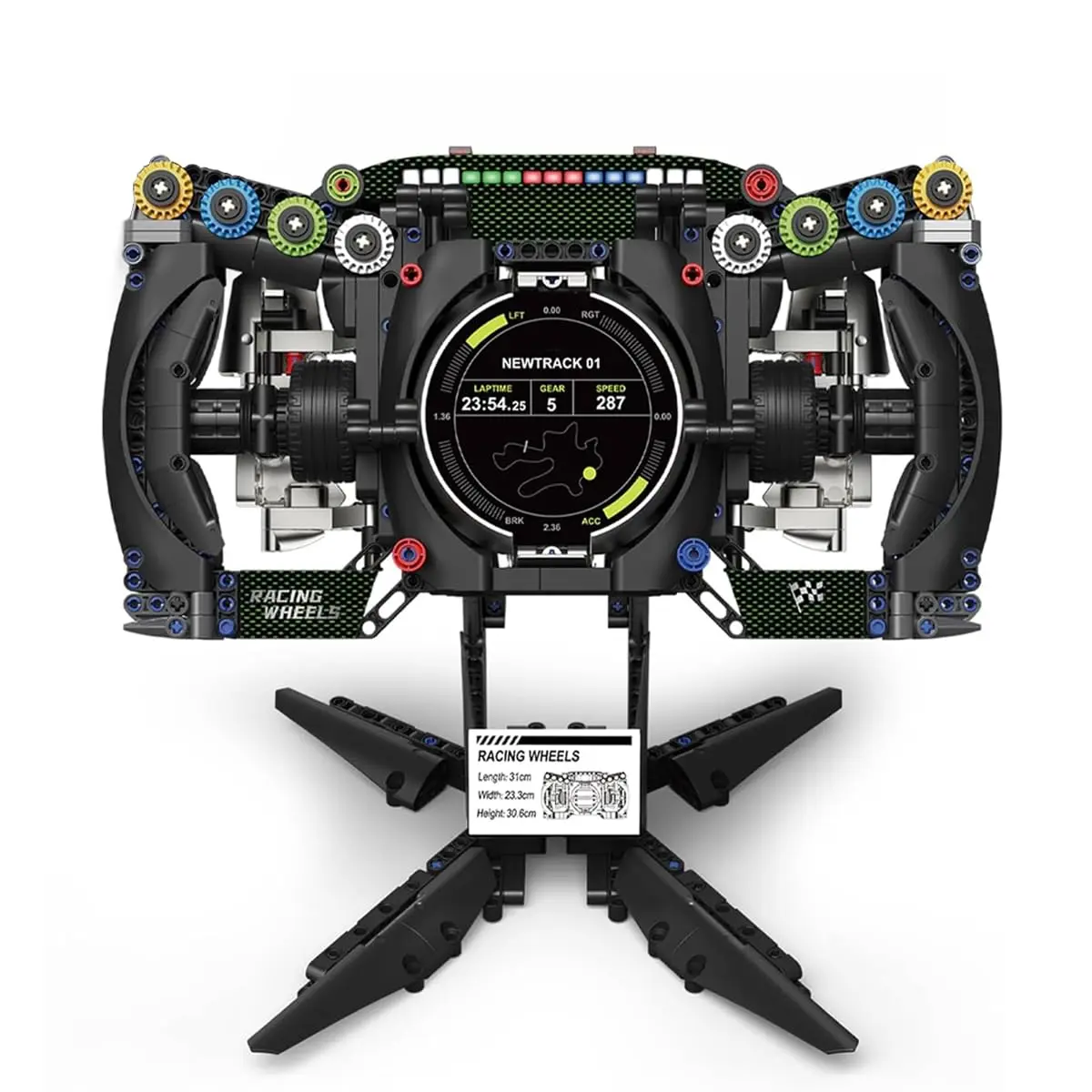 Blocos de Construção Volante Simulador de Corrida F1: Kit Técnico com Suporte de Exposição, 904 Peças