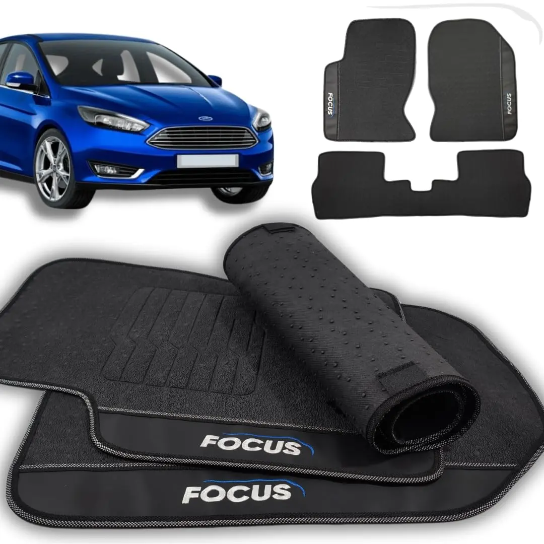 Jogo Tapete Carro Emborrachado para o Focus 1998 1999 2000 2001 2002 2003 2004 2005 2006 2007 2008 2009 2010 2011 2012 2013 2014-3 peças - 1