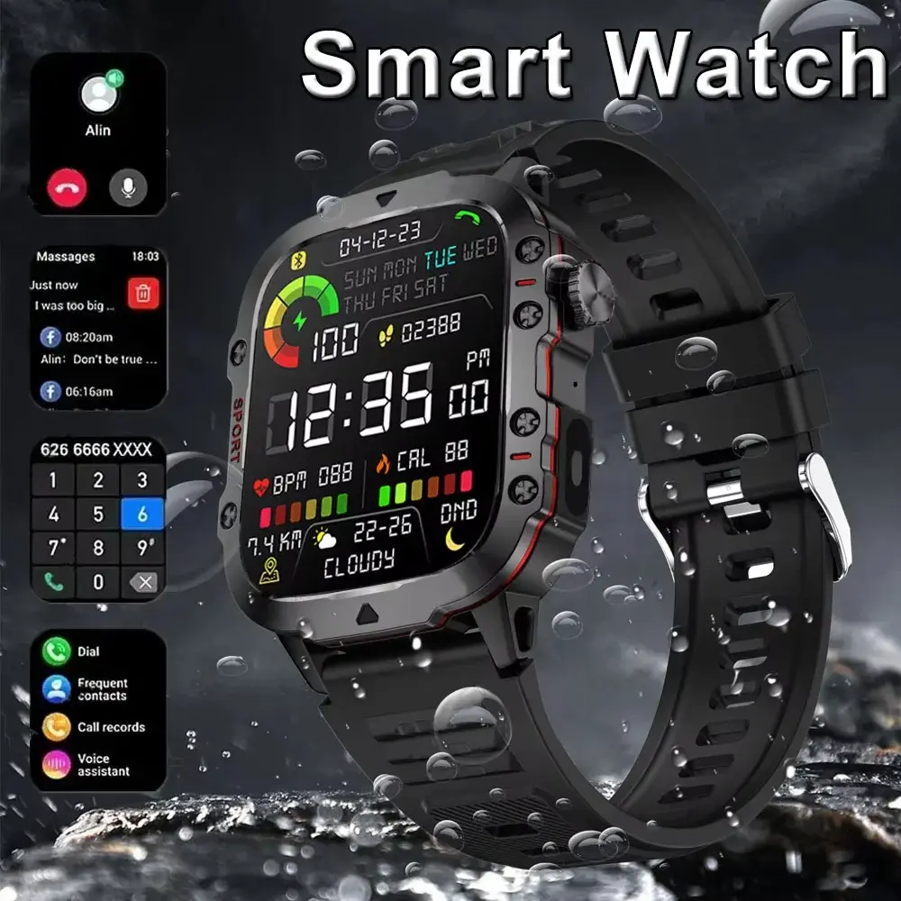 Laxafasfit novo relógio inteligente masculino bluetooth talk 2.01 polegada tela hd led lanterna ao ar livre monitor de freqüência cardíaca esportes smartwatch