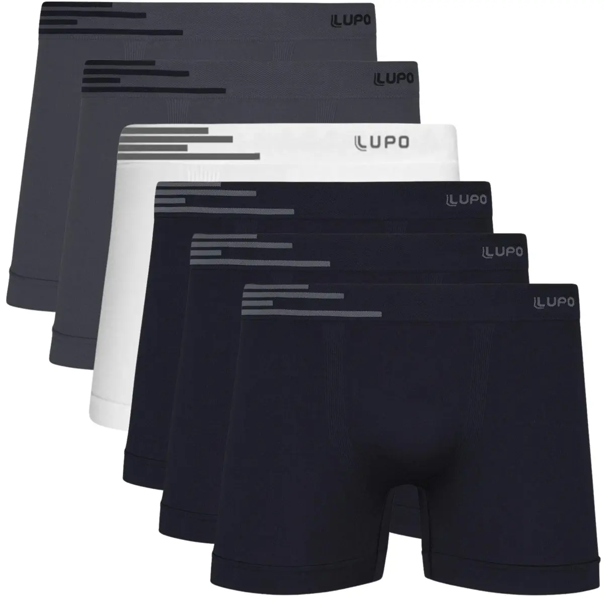 Kit 6 Cuecas Lupo Boxer Masculinas Microfibra de Poliamida Sem Costura Adulto - 1