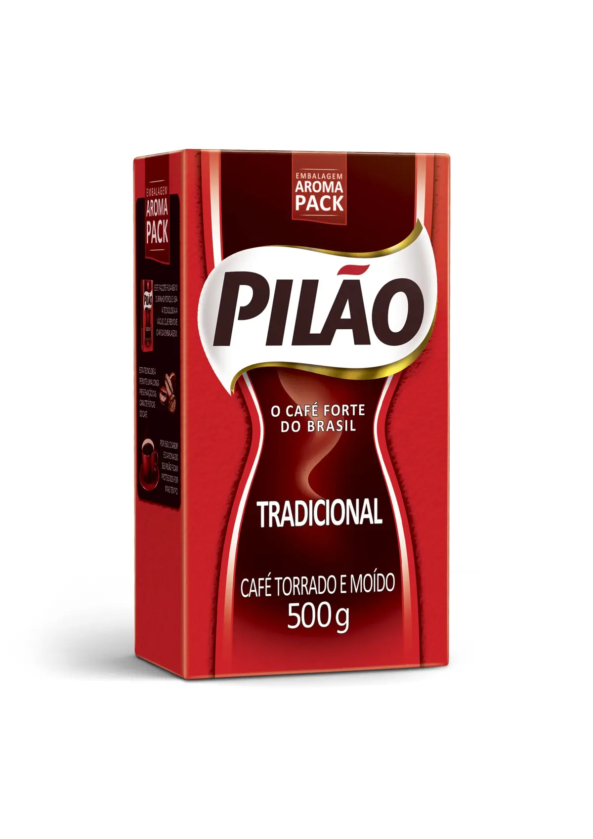Café Pilão Torrado e Moído Tradicional, Sabor Intenso, Embalagem a Vácuo com 500g