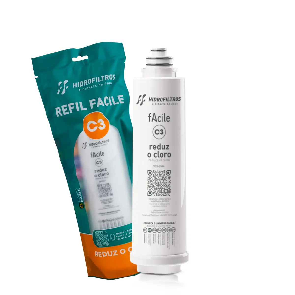 Hidrofiltros - Refil Para Purificador De Água C3 Elimina Resíduos Sólidos, Cloro, Odores e Sabores