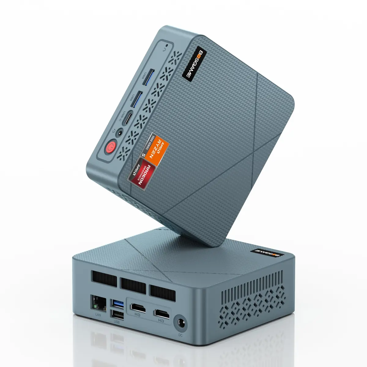 BOSGAME E2 Neo Mini PC Ryzen 5 3500U 16GB RAM 512GB NVMe SSD | 3 monitores, Windows 11 Pro, VESA e memória expansível até 32GB para home office, escritório e estudos