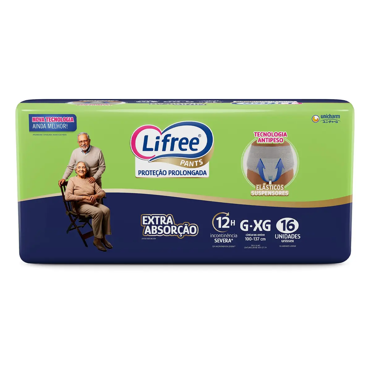 Lifree Fralda Geriátrica Tipo Calça Extra Absorção G/XG 16 Unidades