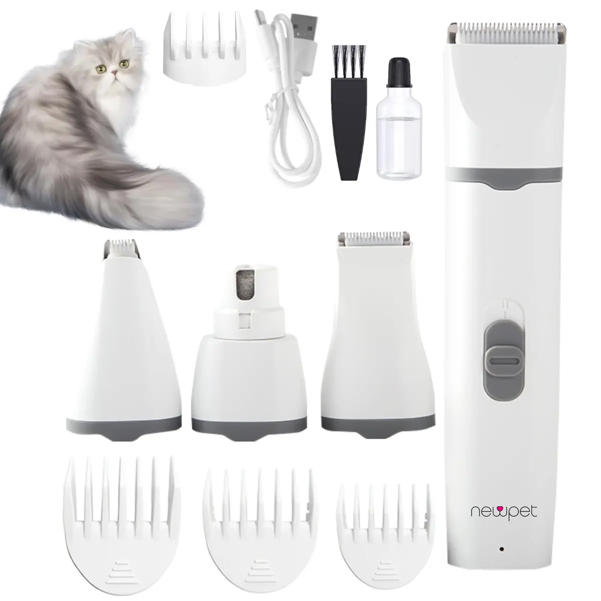 Kit de limpeza para cães Aparador de pelos - Aparador de pata de baixo ruído - Recarregável - Raspador de unhas silencioso e sem fio