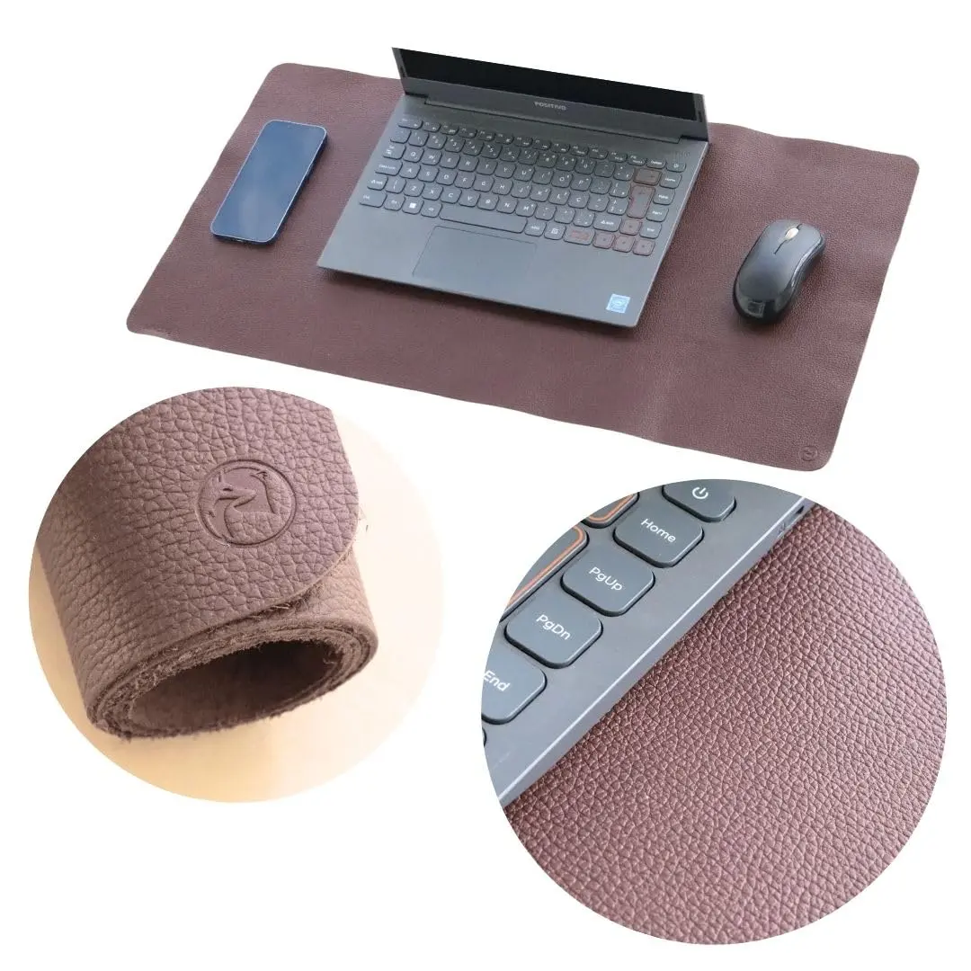 Mouse Pad Grande Desk Pad Desk Mat Mousepad Couro Legítimo (Marrom)