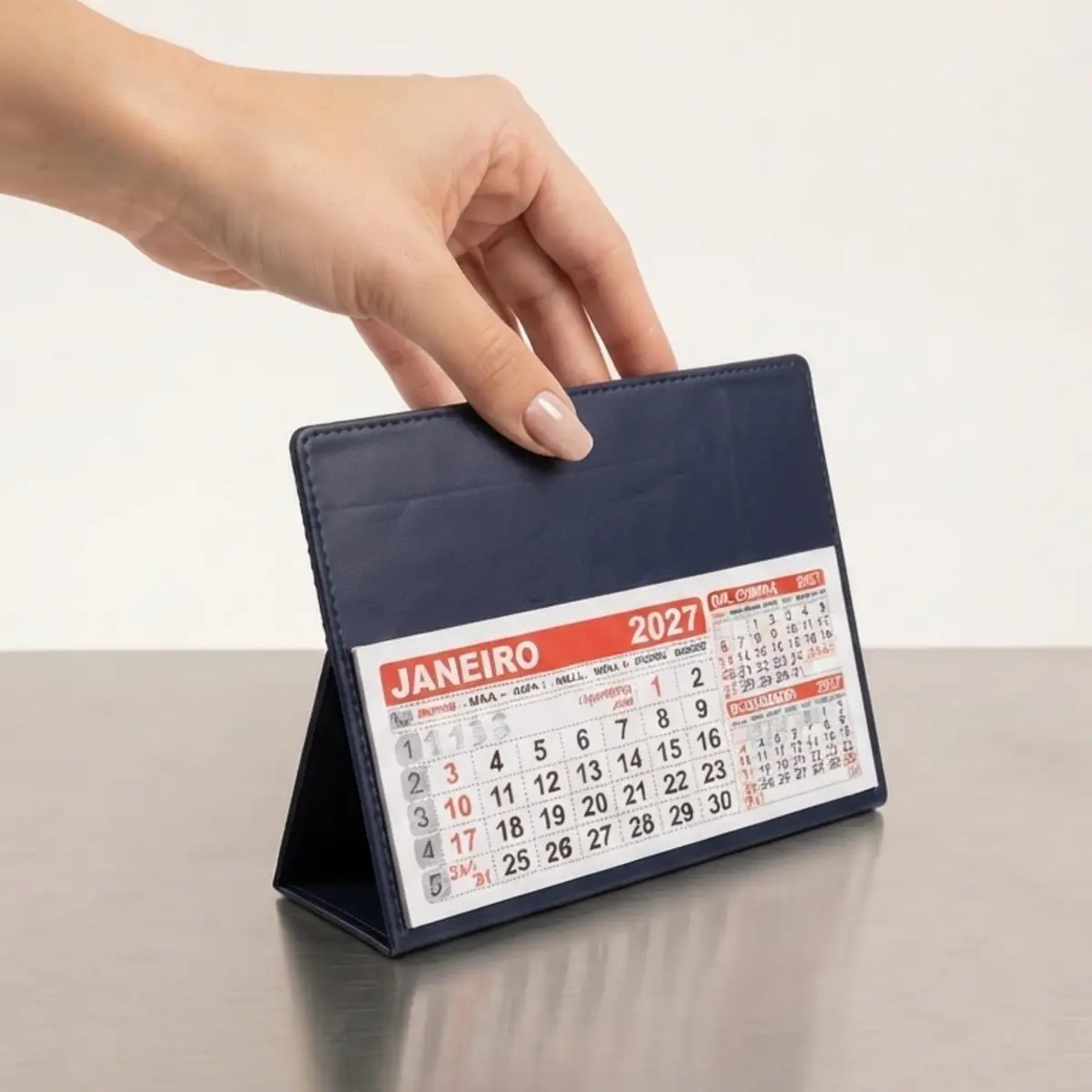 Calendário 2027, Calendário De Mesa, Calendário Executivo, Folhinha de Mesa - Azul - 1