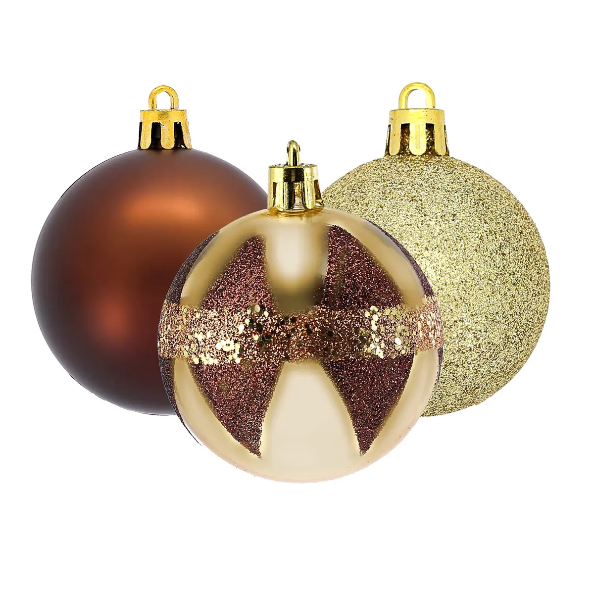 Magizi by Tuut, Enfeite de Natal, Jogo com 9 peças de Bola Mista Decorativa, 6cm, Dourada e Marrom - 1