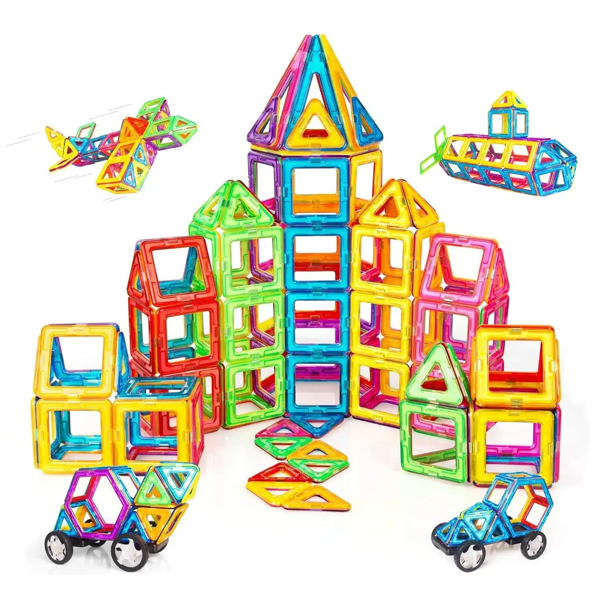 Brastoy Blocos Montar Magnéticos Brinquedo Educativo Infantil (120 Peças) - 1