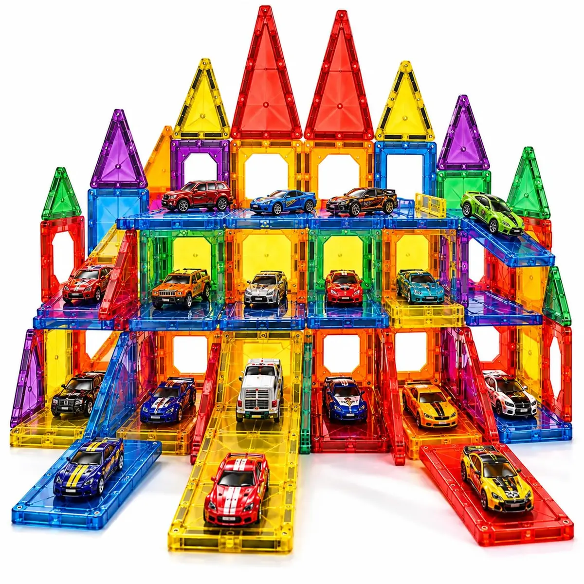 Blocos Magnéticos 68 Peças com Estacionamento 3D, Brinquedo Educativo STEM | Criatividade, coordenação motora, raciocínio lógico, construção 3D, diversão educativa e aprendizado através da brincadeira. - 1